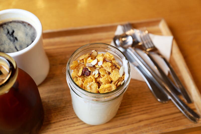 Yogurt com muesli fotografia de stock royalty free Yogurt com muesli fotografia de stock royalty free