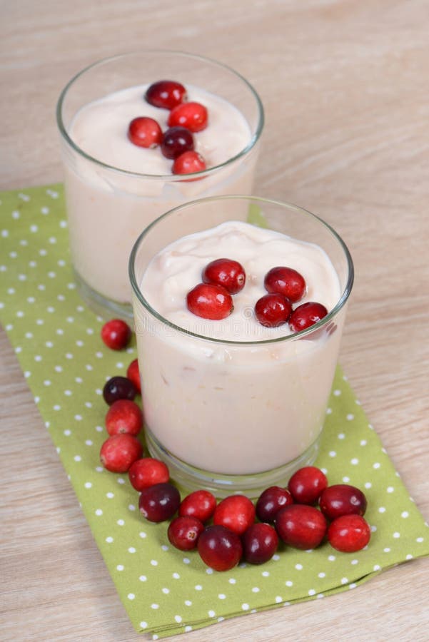 Yogurt with cranberries stock photo. Image of diet, food 48072676