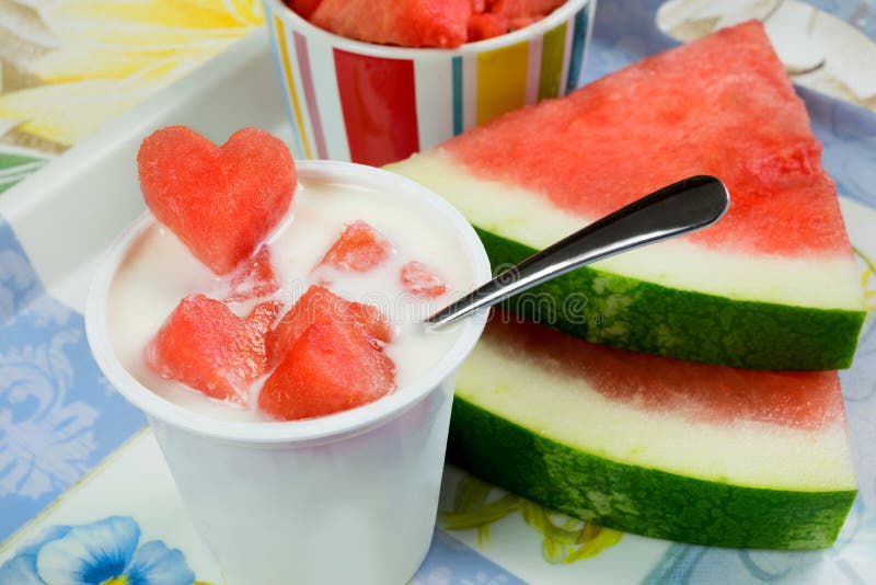 Yogurt Creamy Watermelon Flavor Stock Image Image of crunchy, cream