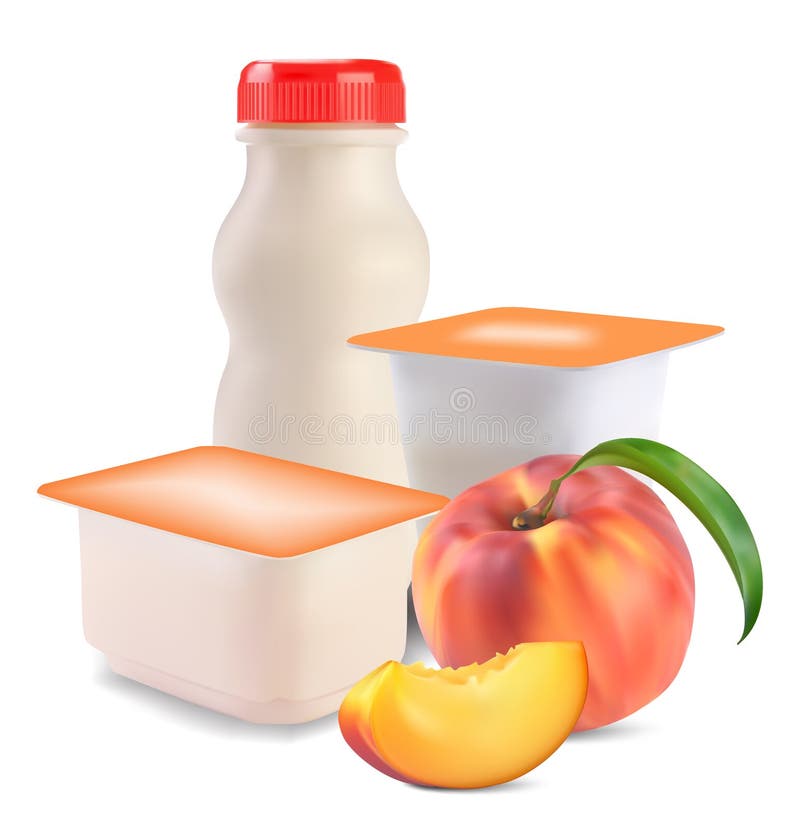Yogurt e pêssego ilustração stock Yogurt e pêssego ilustração stock