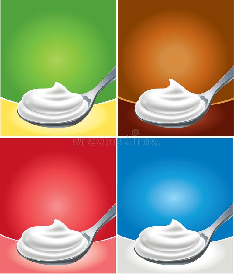 Yogurt fresco della crema del latte sul fondo differente di colore royalty illustrazione gratis