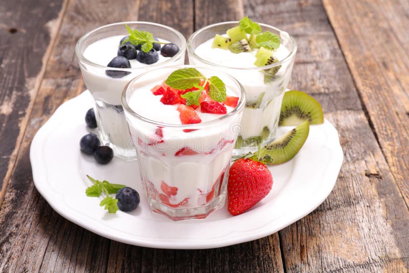 Yogurt and fruit stock image. Image of breakfast, fruit - 85029555