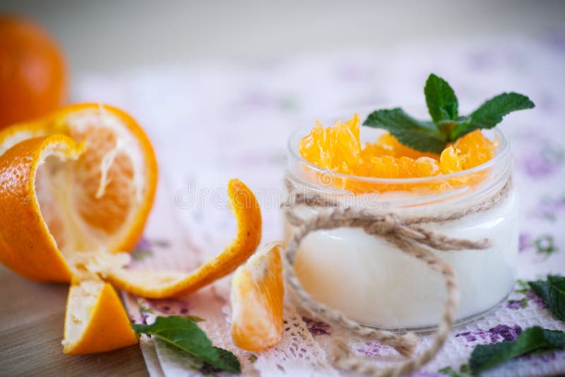 Yogurt with mandarin oranges