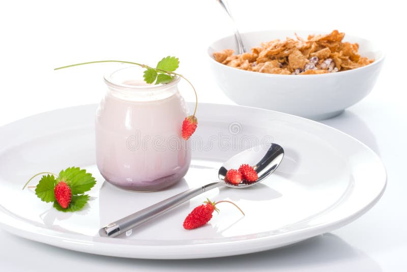 Yogurt, wild strawberries and