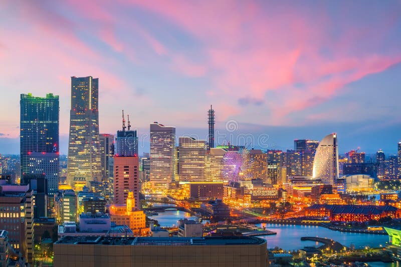 Yokohama City Skyline At Sunset Stock Photo Image Of Modern Japanese