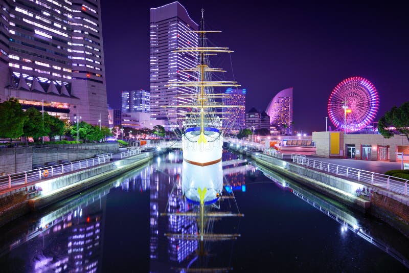 Yokohama, Ιαπωνία τη νύχτα. στοκ εικόνα με δικαίωμα ελεύθερης χρήσης