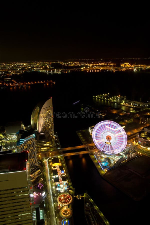 Yokohama 's nachts in Japan royalty-vrije stock foto's