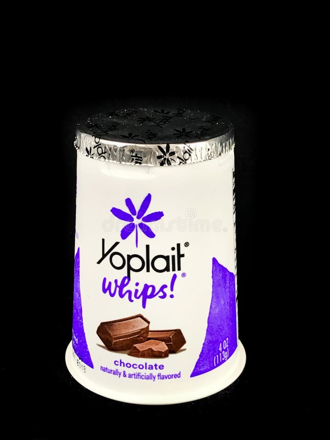 Yoplait Whips Chocolate Yogurt on a Black Backdrop. Editorial Photo