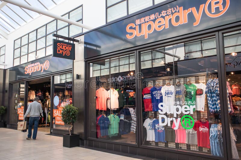 Entrance To Superdry Fashion Clothing Shop Store Showing Window Display ...