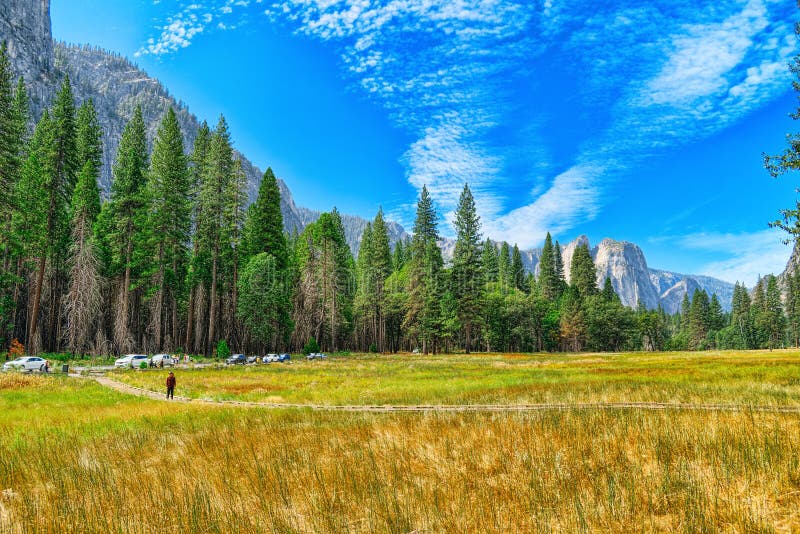 Yosemite Valley. Magnificent national American natural park - Yosemite royalty free stock photography Yosemite Valley. Magnificent national American natural park - Yosemite royalty free stock photography