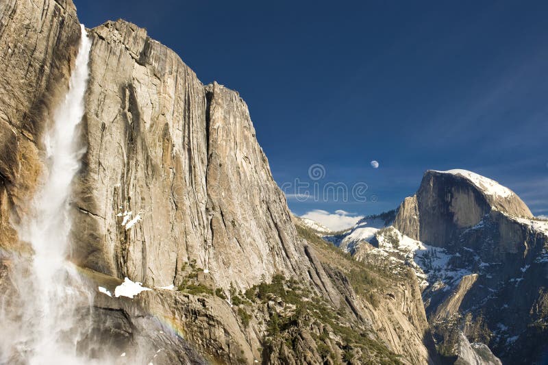 Yosemite Falls and Half Dome in Winter