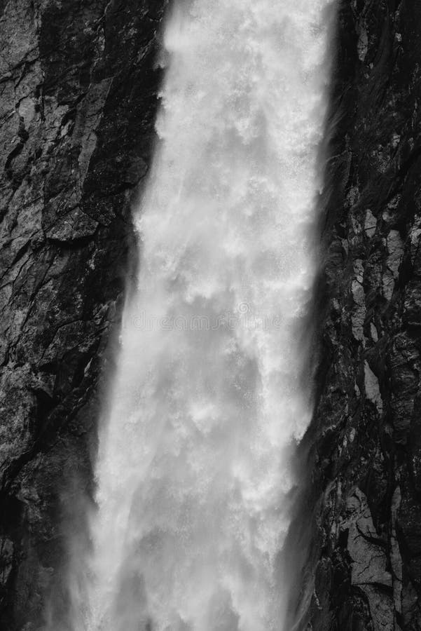 Black And White Details Of Yosemite Fall In Yosemite National Park