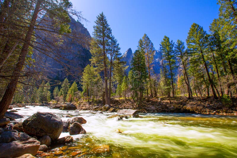 Yosemite National Park Merced River in California Stock Image - Image ...