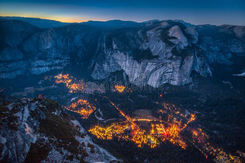 Yosemite Valley at night, California, USA