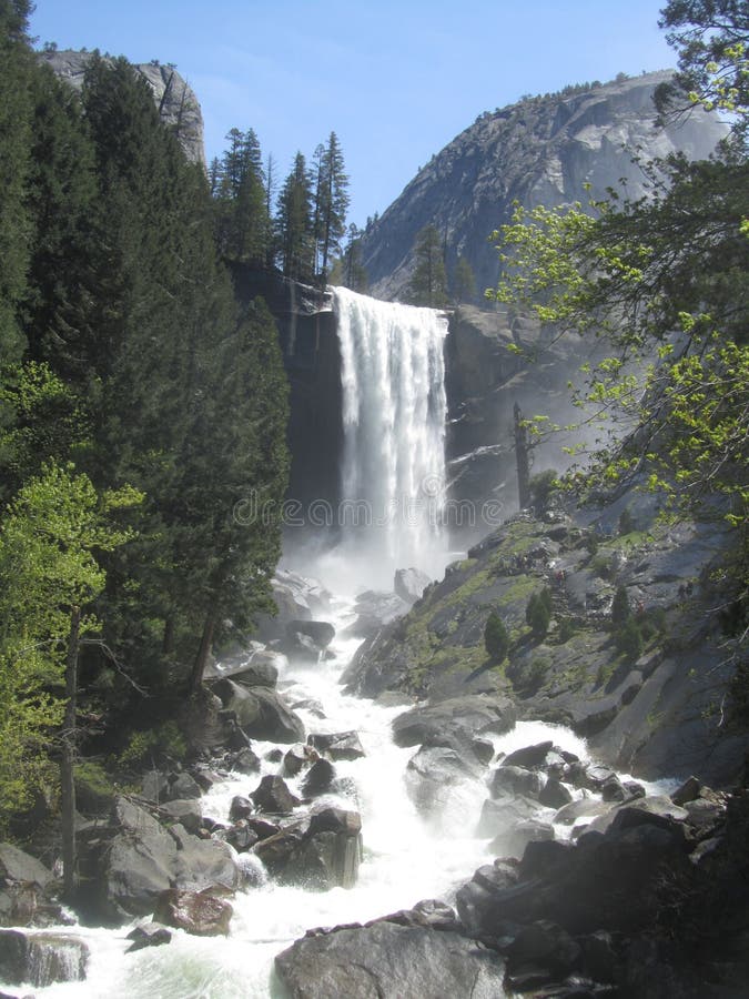 Yosemite Waterfall on a Clear Day Stock Photo - Image of lake, water ...