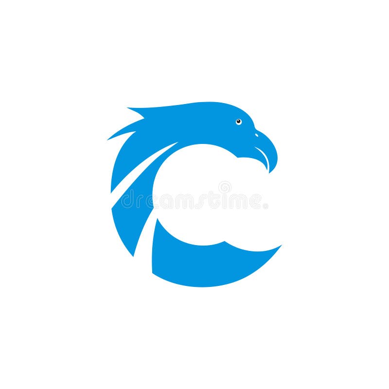 Letter C with eagle logo design stock illustration