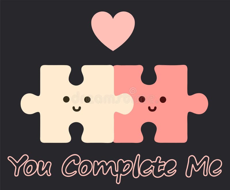 You Complete Me Metallic Puzzle Pieces Card