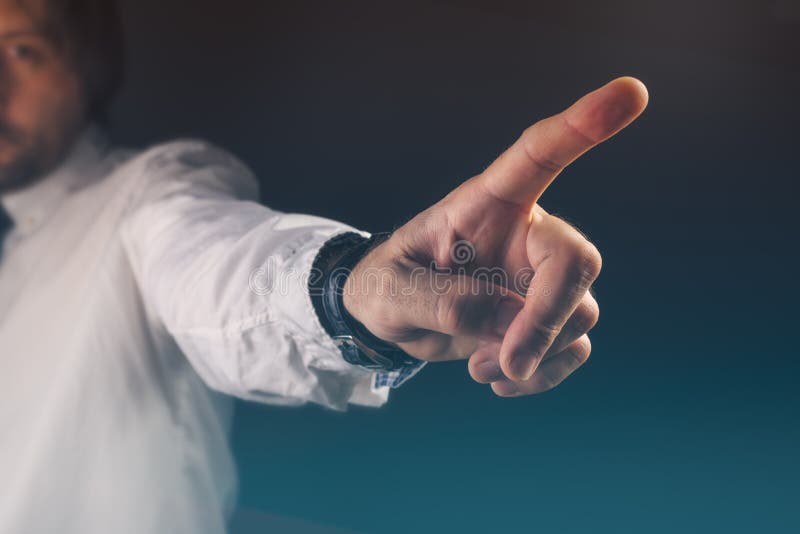 You are fired concept, boss gesturing way out hand sign with index finger