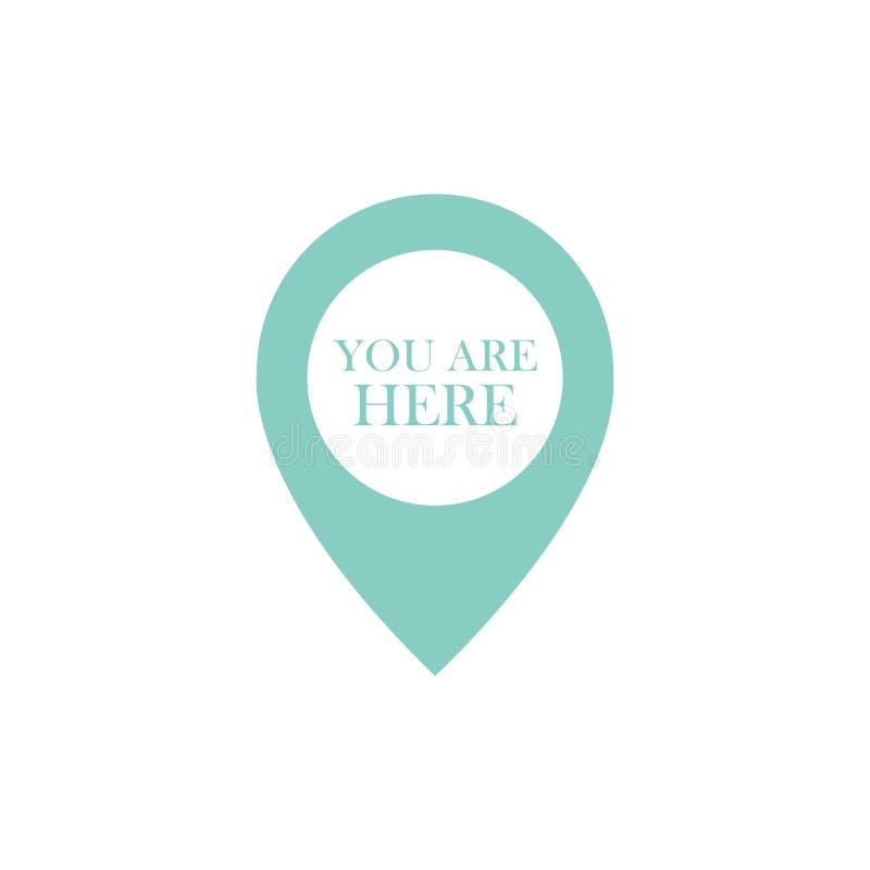 You are here sign icon. Info map pointer with your location