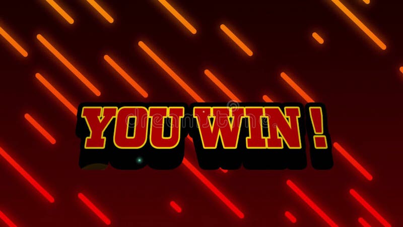 You win! text animation over red and orange diagonal lines royalty free illustration