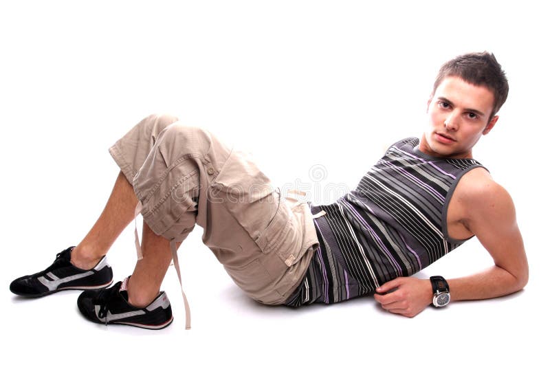 Youn casual man posing stock photography
