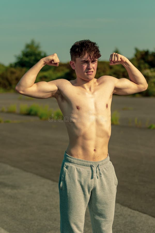 Young Adult Male Shirtless Outdoors Stock Image Image of teenage