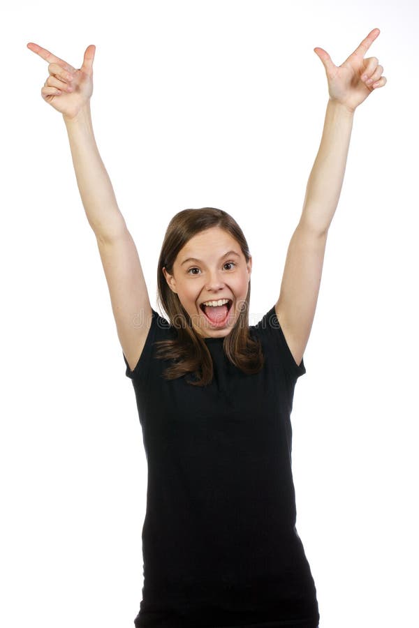 Young Adult woman expressing success