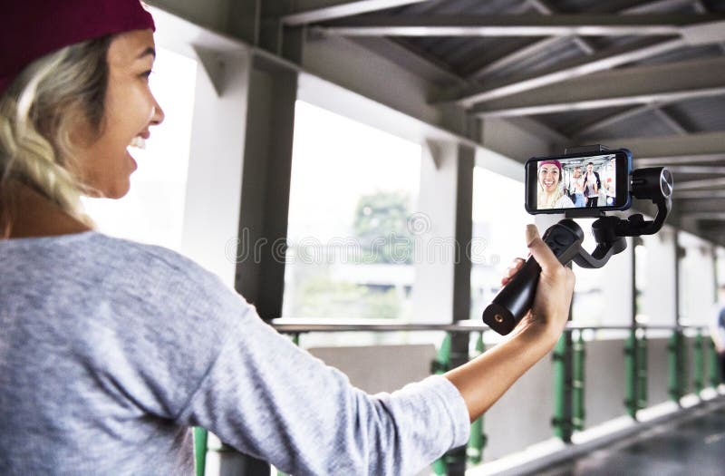 Young adult woman traveling and vlogging social media concept royalty free stock images Young adult woman traveling and vlogging social media concept royalty free stock images