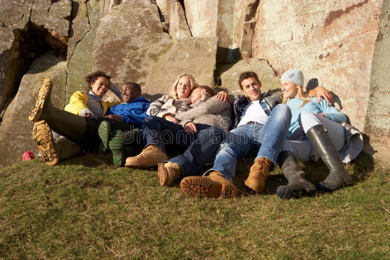 Young Adults on Country Picnic Stock Photo - Image of basket, ground