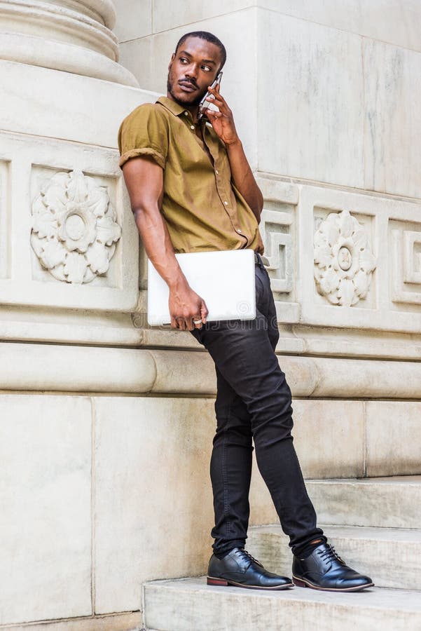 Young African American Male College Student with Beard Studying in New ...