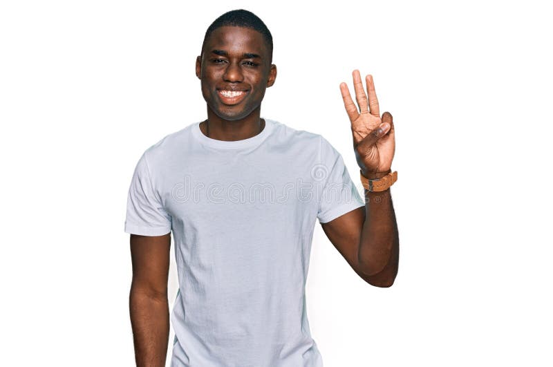 Young African American Man Wearing Casual White T Shirt Showing and ...