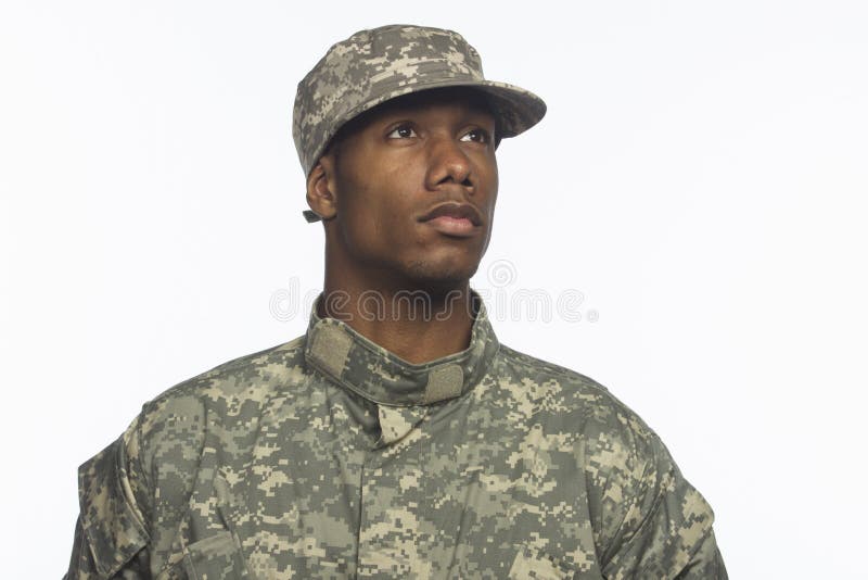 Young African-American military man, horizontal stock photo Young African-American military man, horizontal stock photo