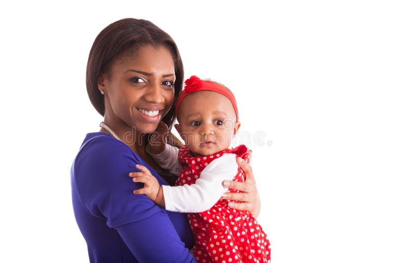 Young african american mother holding with her baby girl isolate royalty free stock images Young african american mother holding with her baby girl isolate royalty free stock images