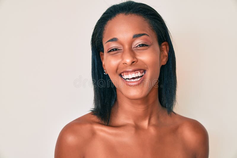 Young African American Woman Standing Topless Showing Skin Smiling and  Laughing Hard Out Loud because Funny Crazy Joke Stock Image - Image of  loud, happy: 226810677