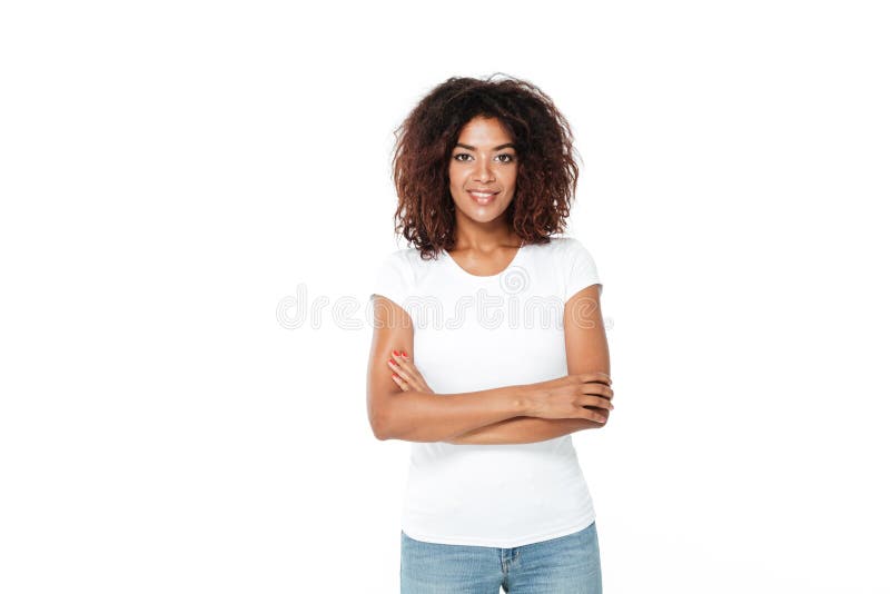 Young African Lady Standing Isolated Over White Background Stock Image ...