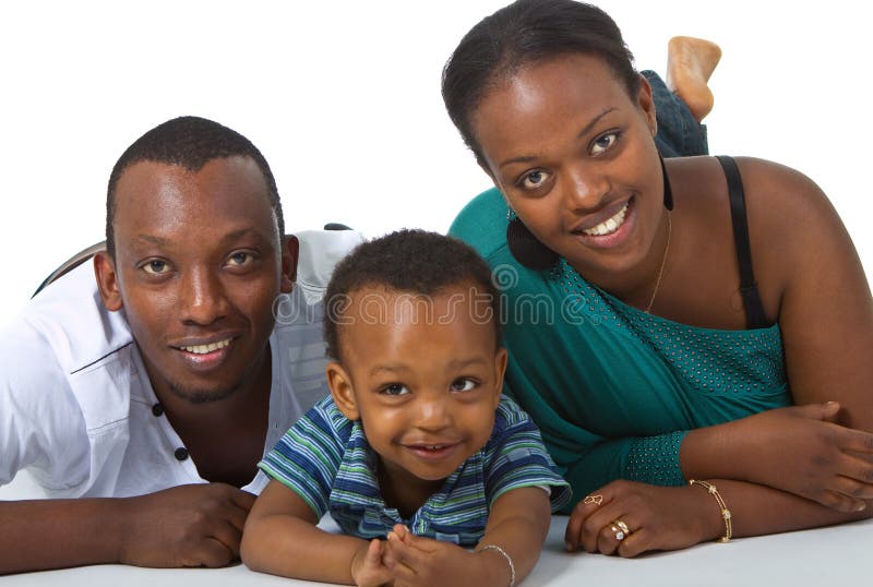 Young afro american family