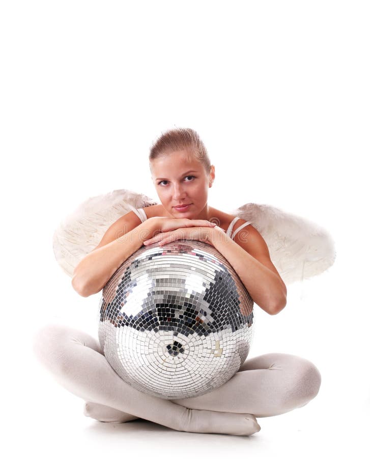 Young angel and disco ball