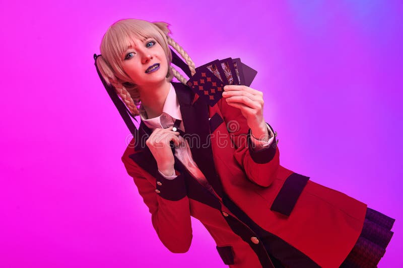 Girl with Playing Cards and Mask in Hands Stock Image - Image of anime,  blue: 229317279
