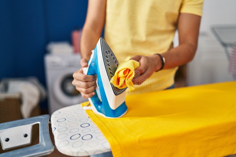 Young Arab Man Ironing Clothes at Laundry Room Stock Photo Image of clothing, young 259743900