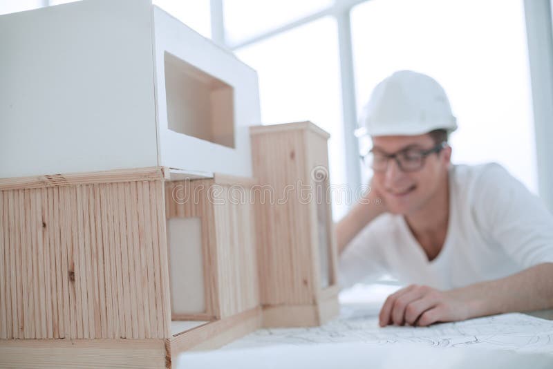 Young architect pondering solutions for a new project stock photography