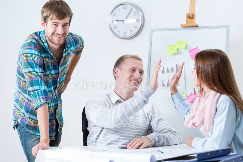 Young architectural team in the office stock photo