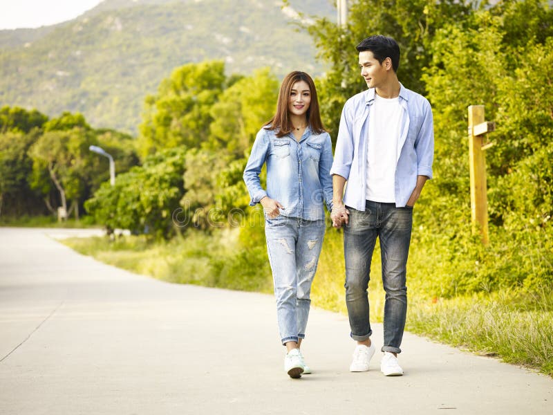 Outdoor young couple asian