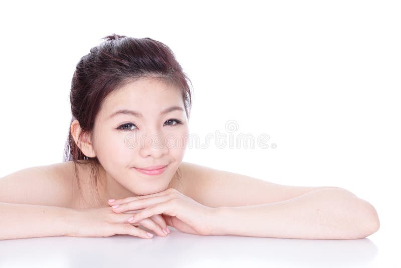 Young asian girl smile face close up