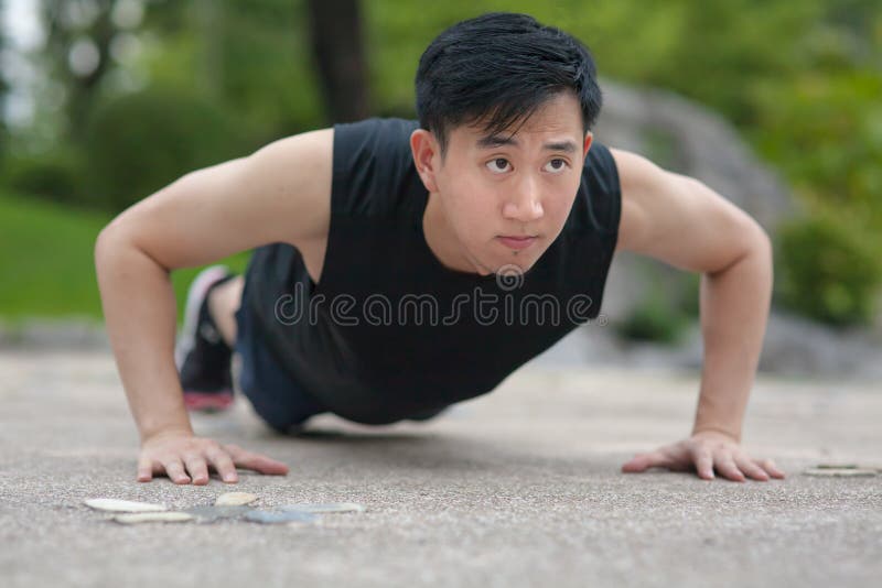 Asian young crunchboy outdoor