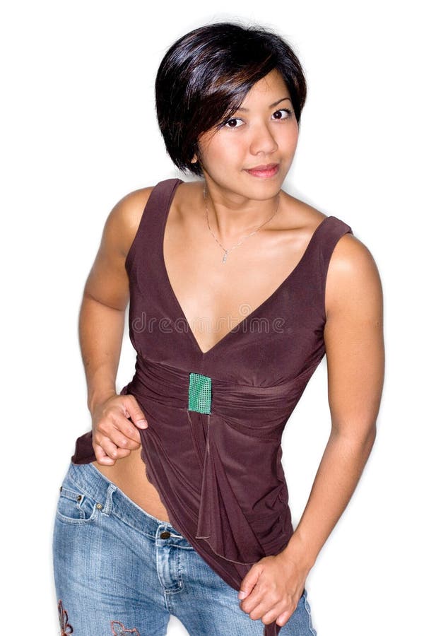 Young Asian woman in brown top