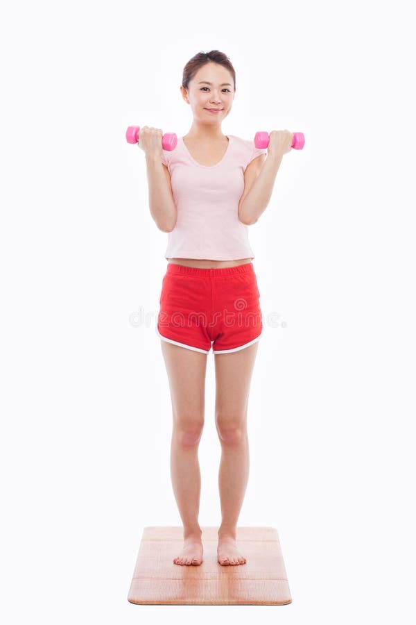 Strong muscular woman flexing his arms. Fit and healthy woman on white  background Stock Photo by ©bluebe 150201610