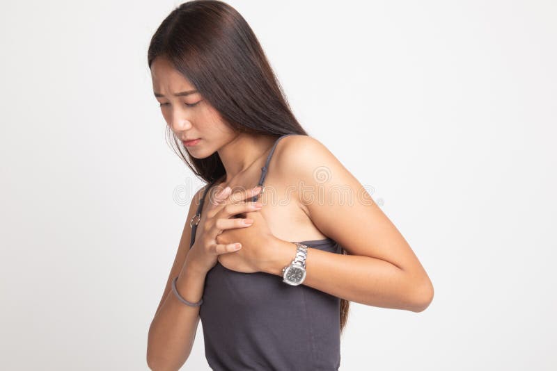 Young Asian woman got chest pain