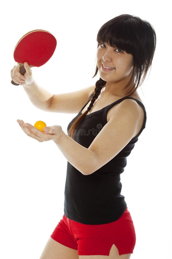 Young Asian woman palying ping-pong