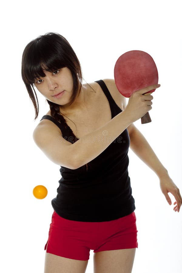 Young Asian woman palying ping-pong