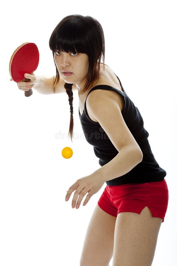 Young Asian woman palying ping-pong